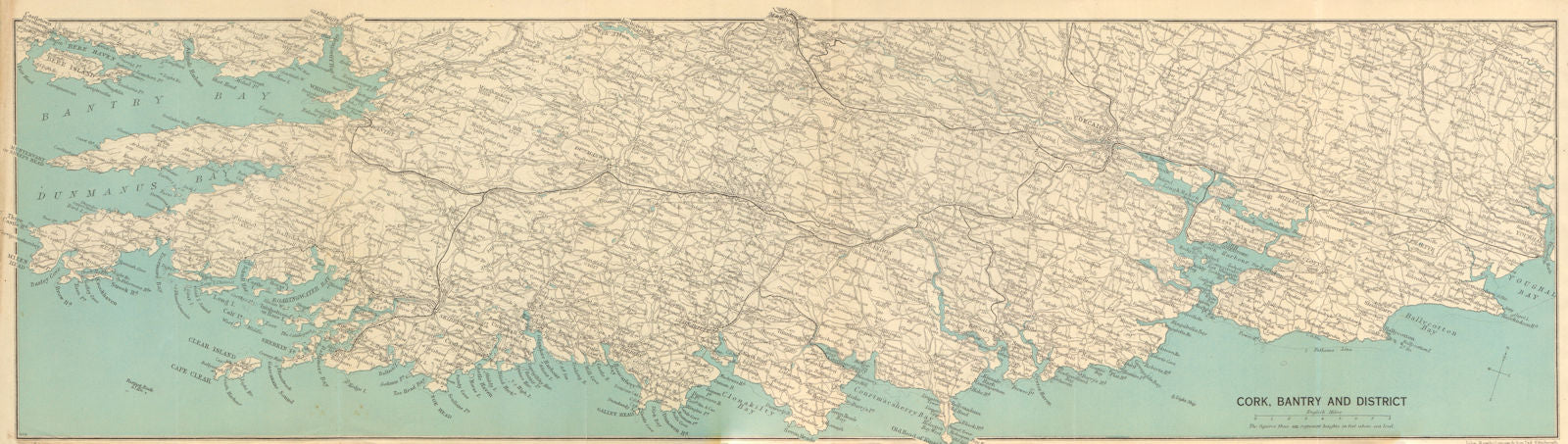 COUNTY CORK COAST & Bantry Bay. Ireland. WARD LOCK c1948 old vintage map chart